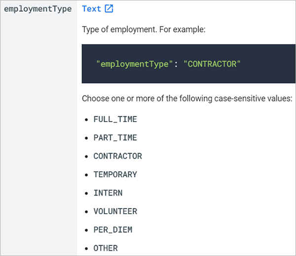 Job Posting Schema - Employment type