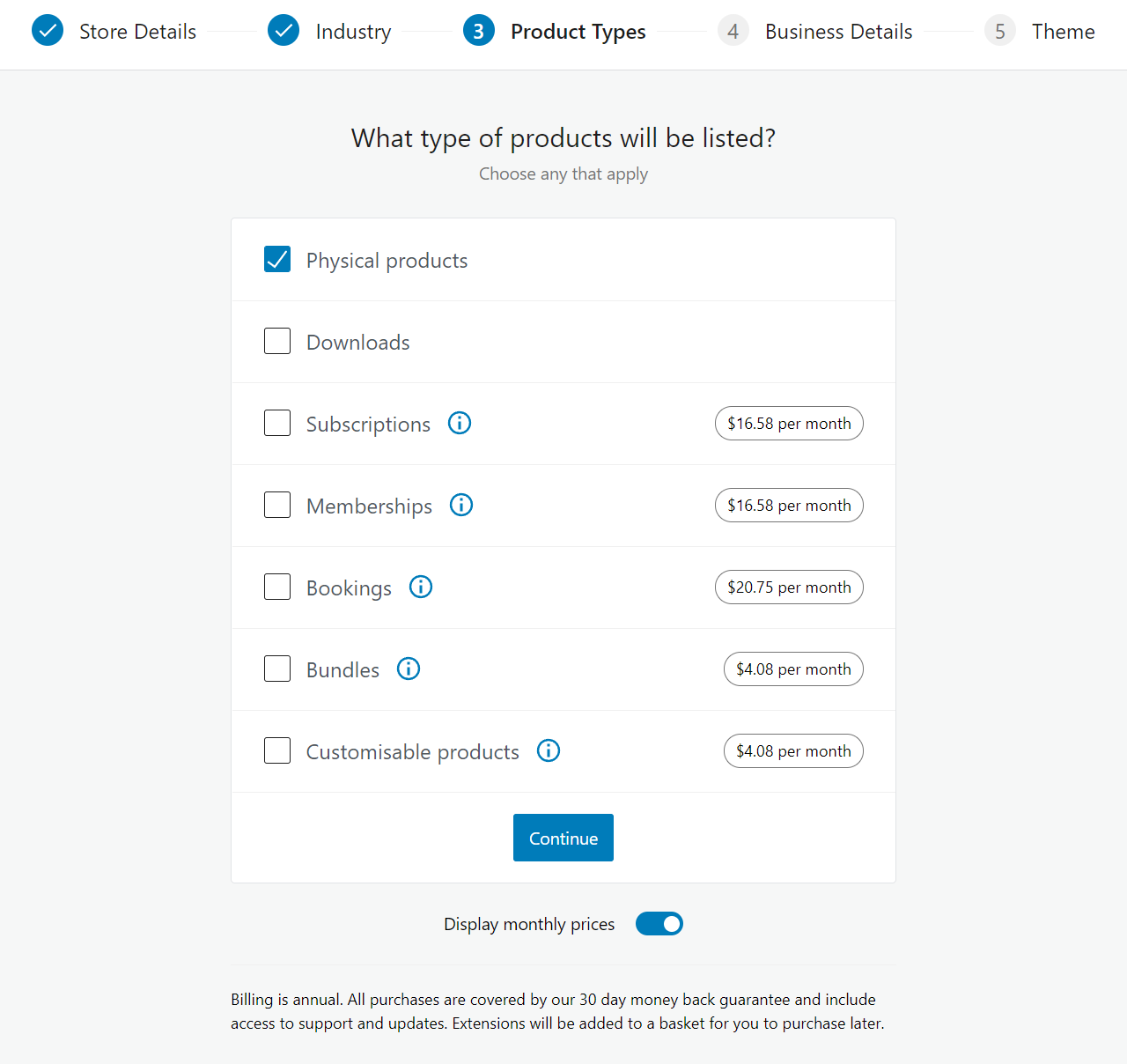 Configuring what types of products you'll sell using WooCommerce