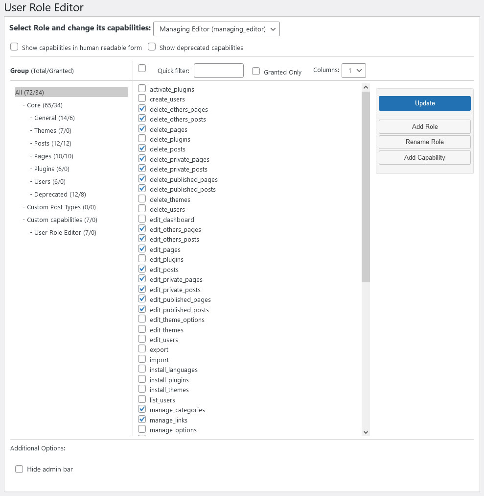 user role editor assign capabilities