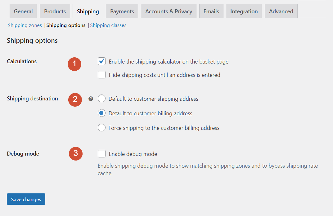 Configuring WooCommerce shipping options
