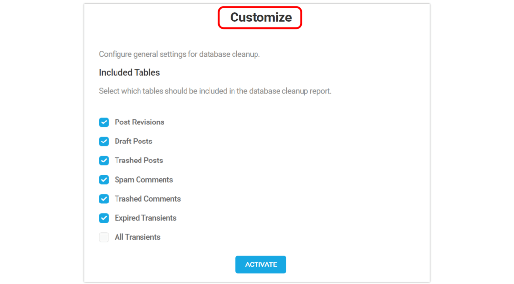 Database cleanup customize