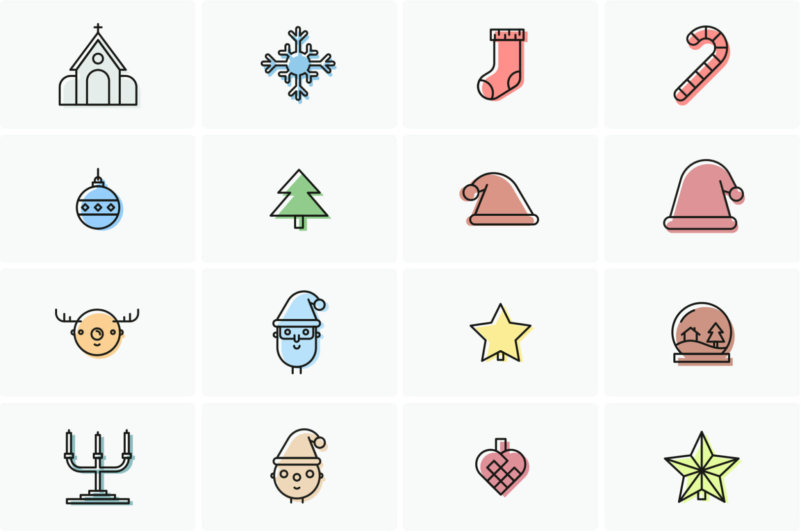 Christmas Line icon set