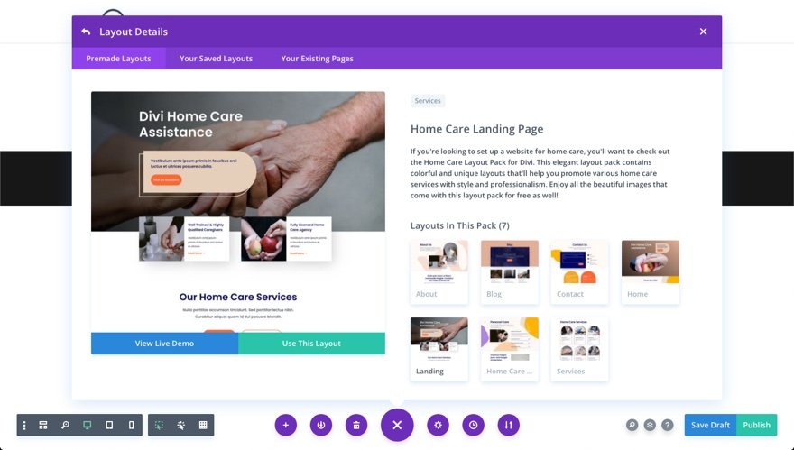 divi home care layout pack