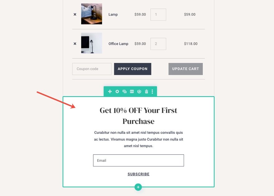 Divi WooCommerce Cart Page Template