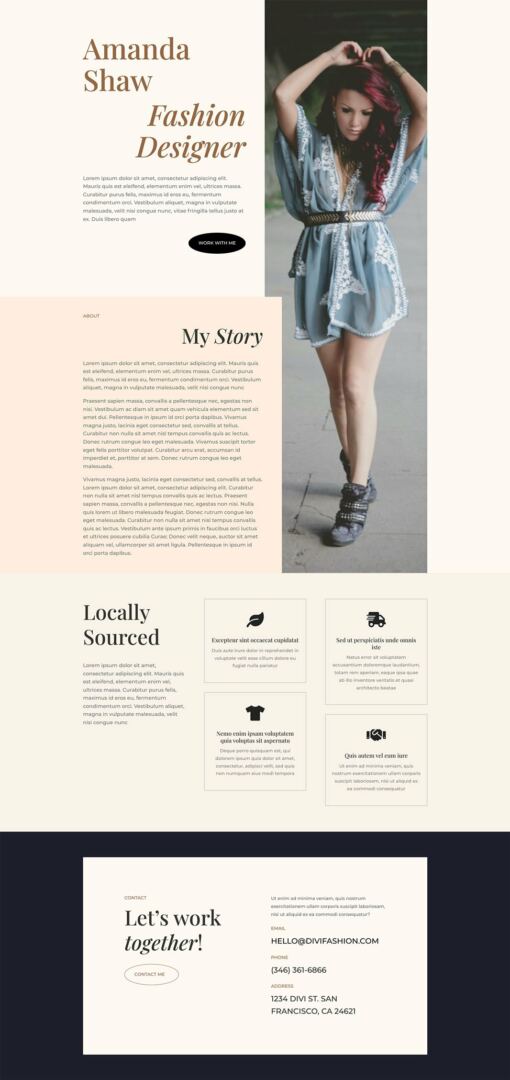 divi fashion designer layout pack