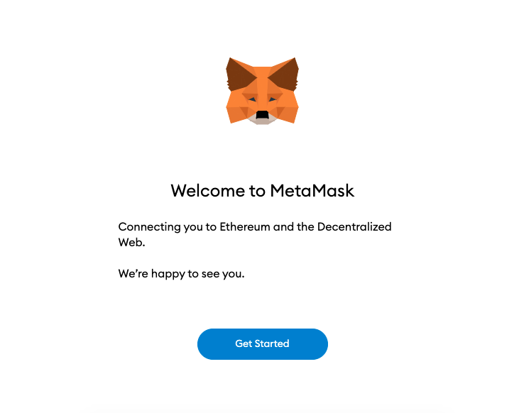 MetaMask - welcome screen