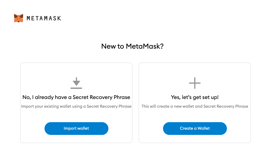 MetaMask - new or import wallet