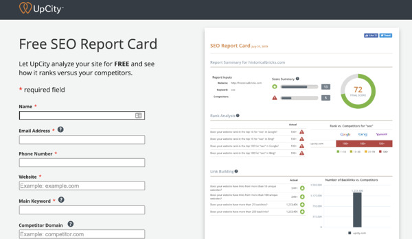 SEO Tool: UpCity Free SEO Report