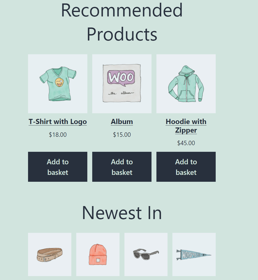 Using the Hand-Picked Products WooCommerce block on the front end. 