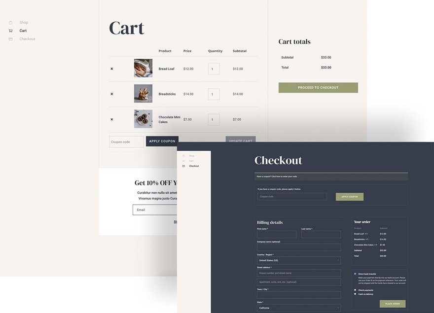 checkout and cart page template