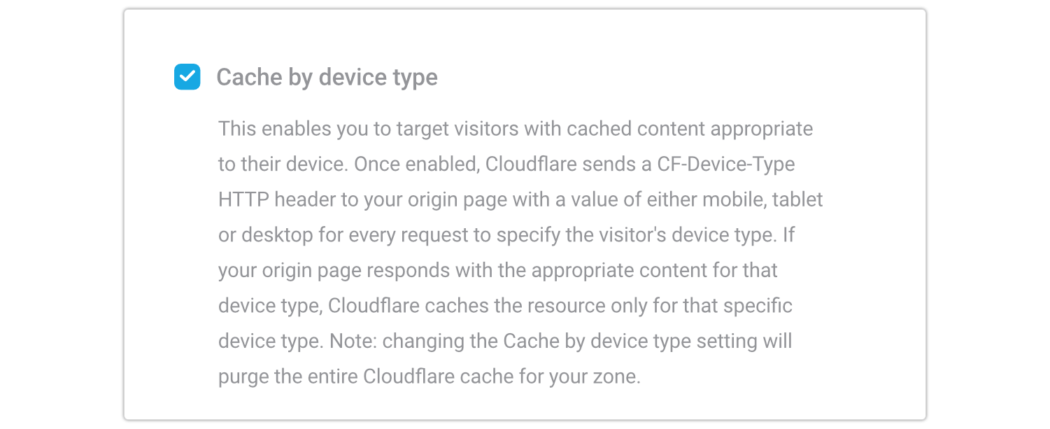 Hbird & CF cache by device