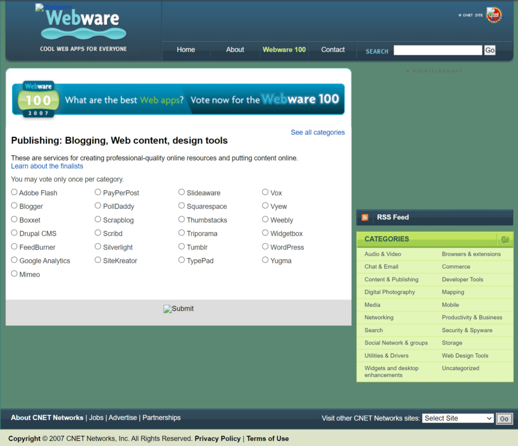 2007 Webware’s Top 100 Finalist – Vote for WordPress 