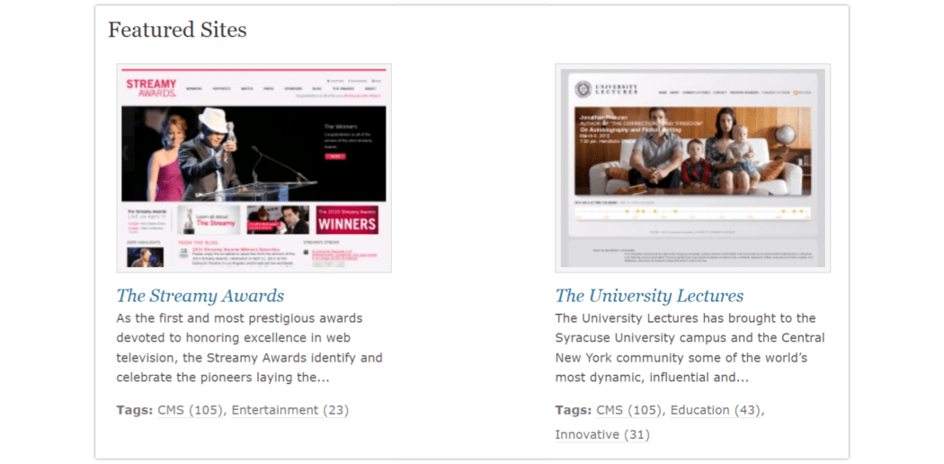 2010 Showcase – The Streamy Awards and The University Lectures