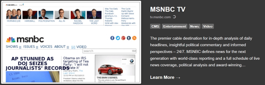 2013 Showcase – MSNBC TV