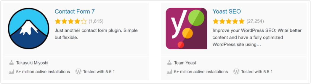 2020 Most Popular Plugins - Contact Form 7 and Yoast SEO