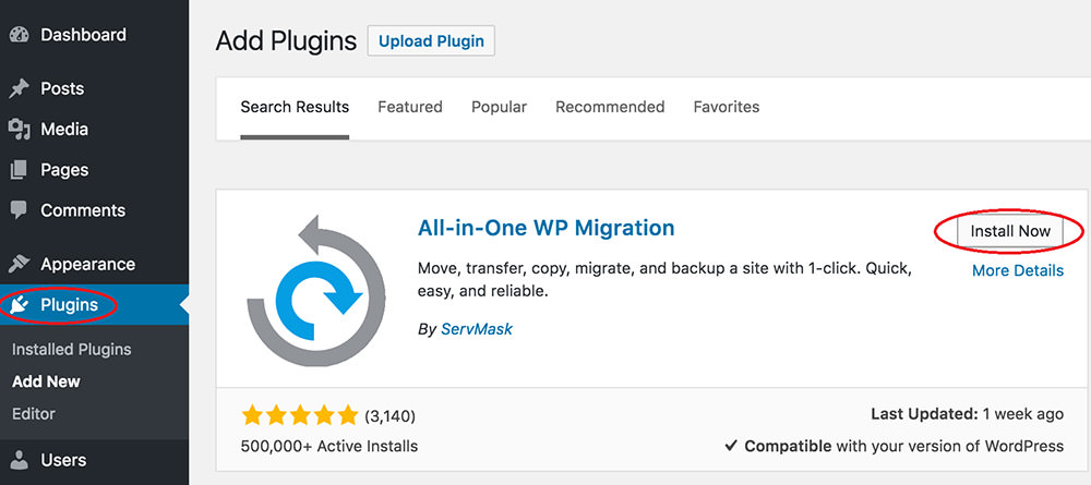migrate wp local/live