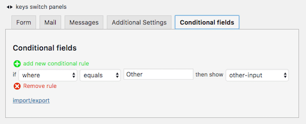 A conditional rule: If where equals Other then show other-input