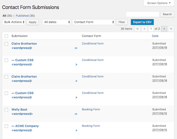 Contact Form 7 Submissions