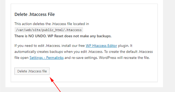 Delete the .htaccess of your WordPress installation