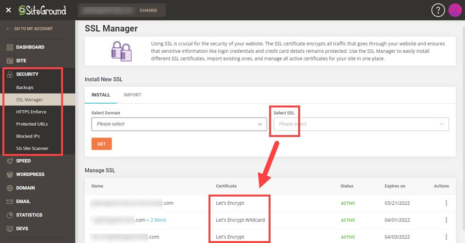 siteground site tools let's encrypt ssl backend tool