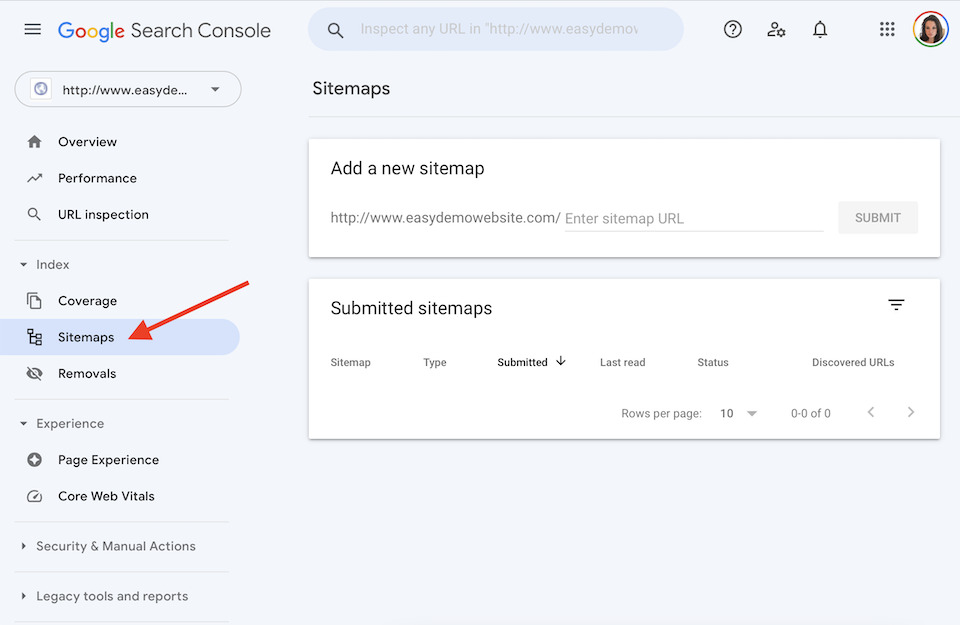 google search console sitemap