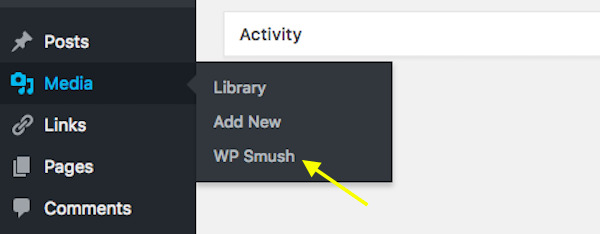 WordPress Menu - WP Smush menu entry.