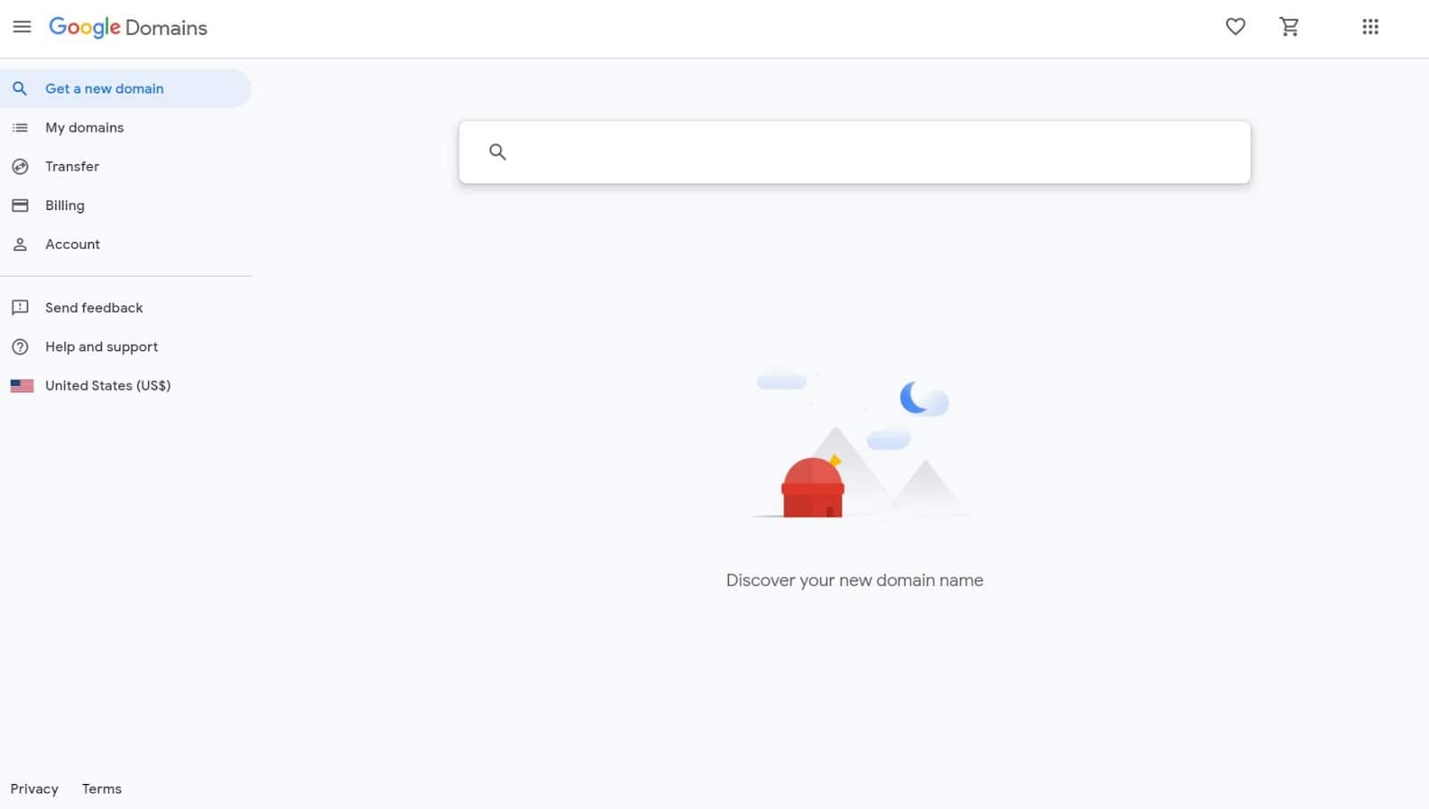 Google Domains homepage