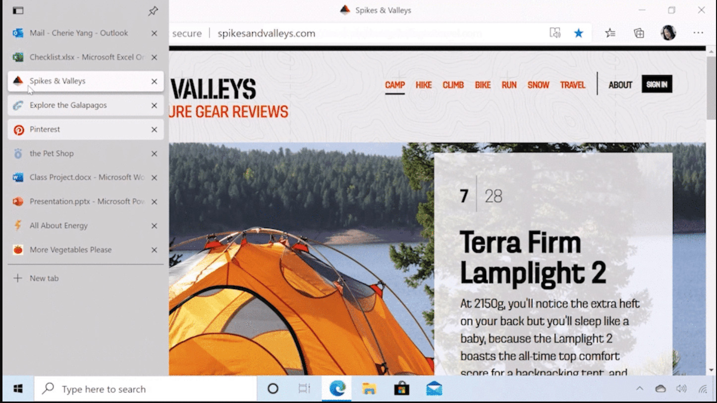Microsoft Edge vertical tabs