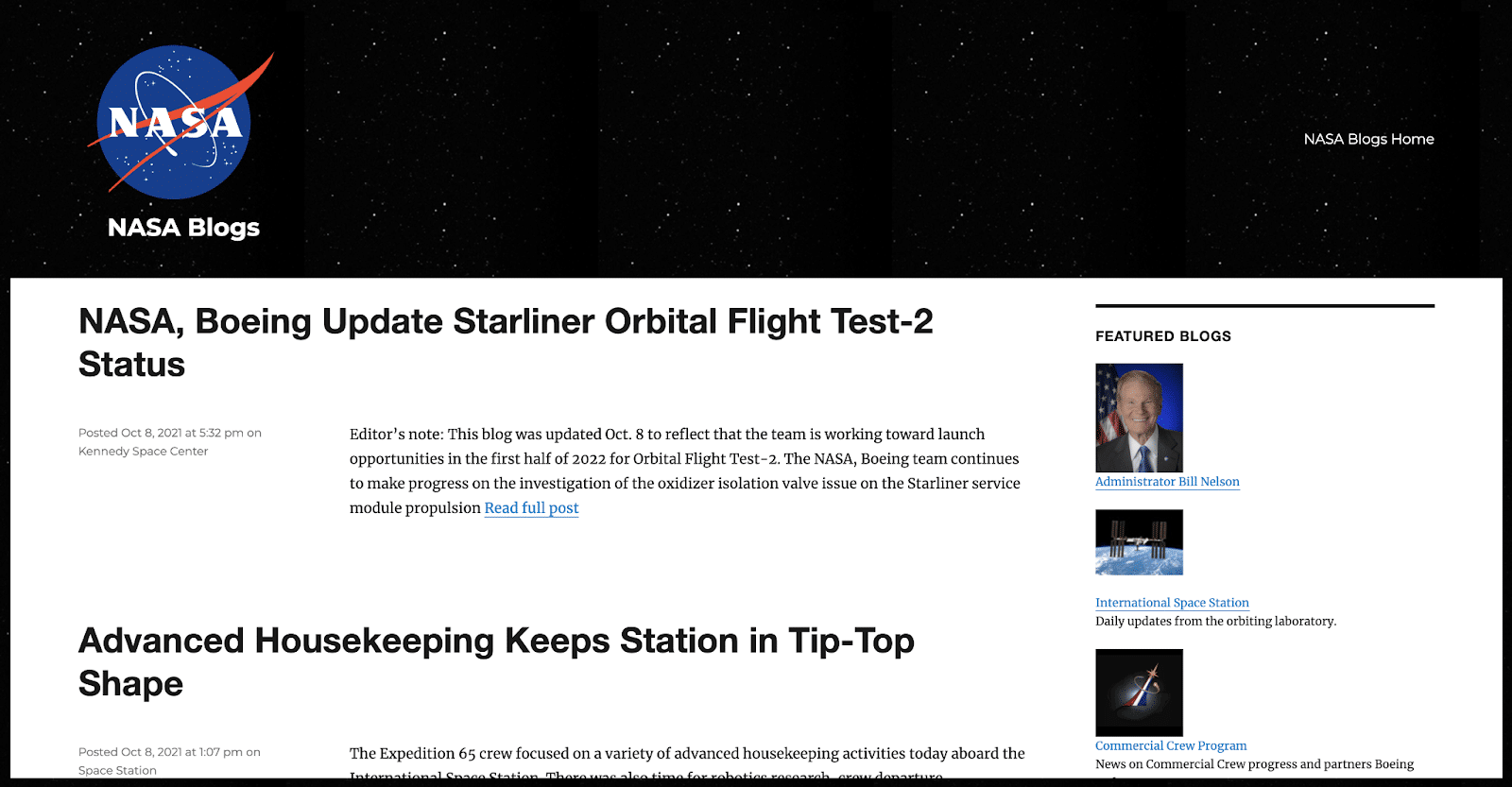NASA uses an acronym in its blog name