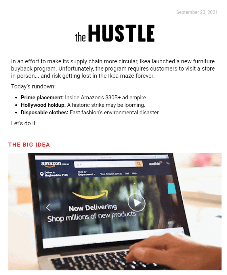 The Hustle email newsletter