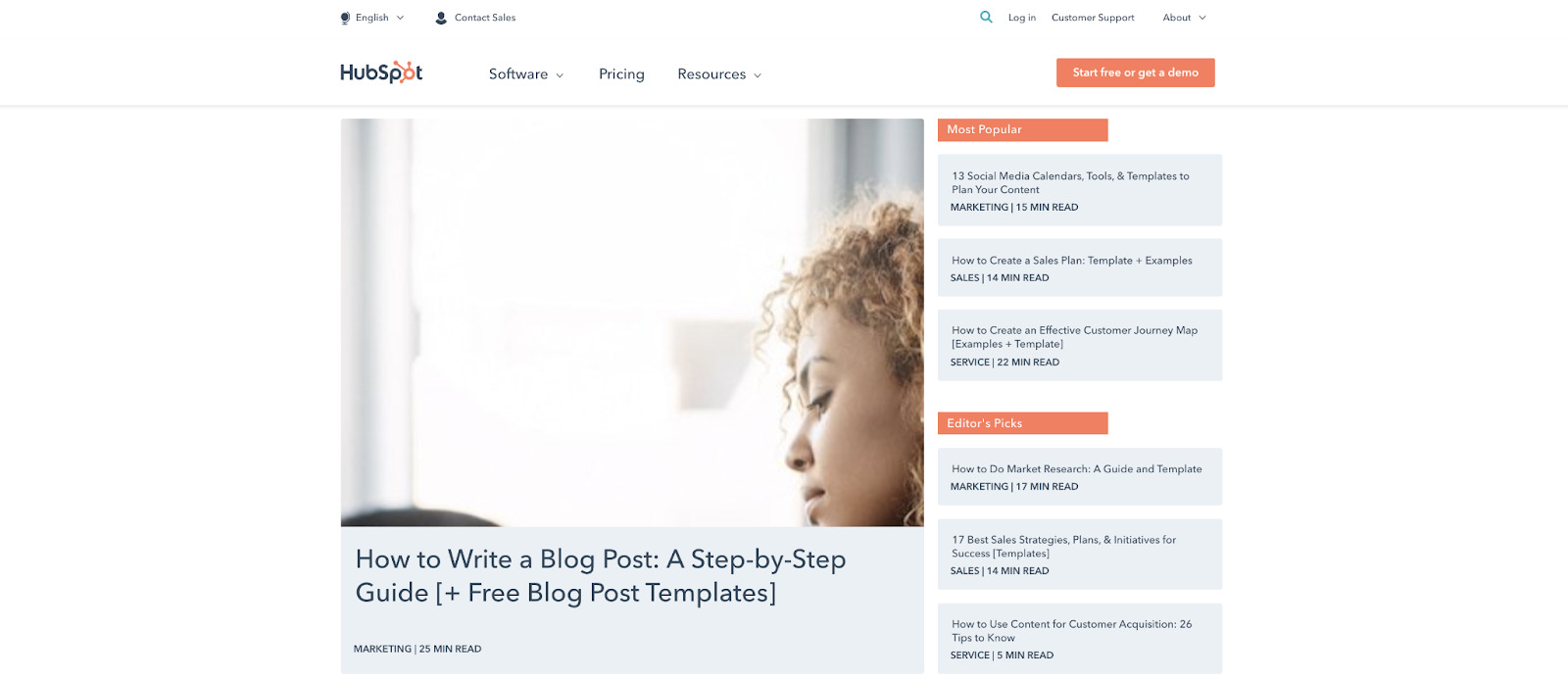 Hubspot uses a simple name for its blog