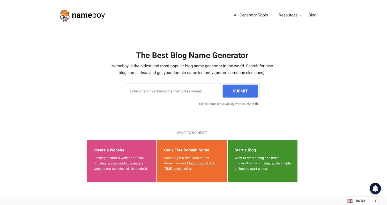 Nameboy can give you a name and connect you to a hosting provider