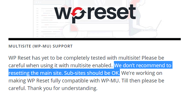 WP Reset says that 