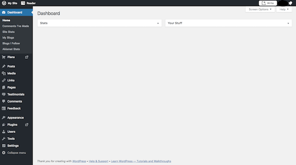 WordPress dashboard screen.