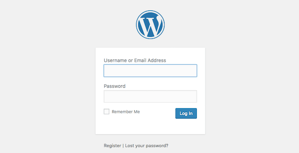 WordPress login screen.