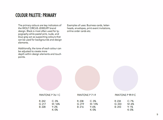 wolf circus jewelry color palette