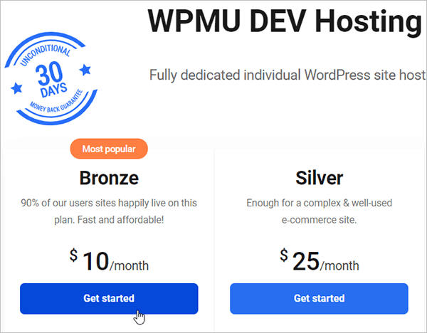 WPMU DEV Hosting plans