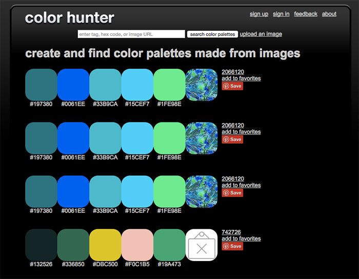 Color palette generated by Color Hunter