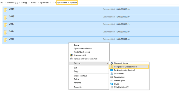 Sending to compressed (zip) file.