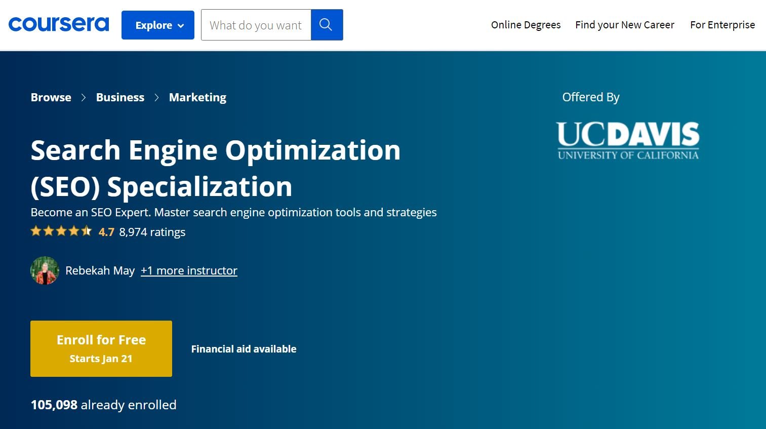 The SEO Specialization course on Coursera