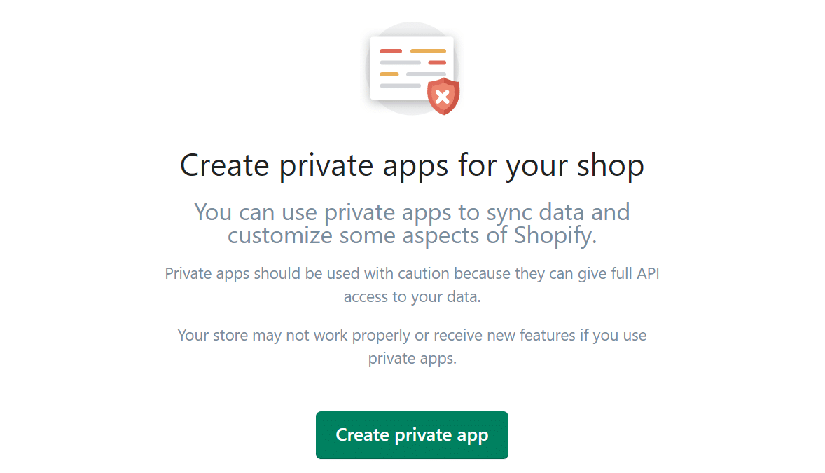 Create private app option