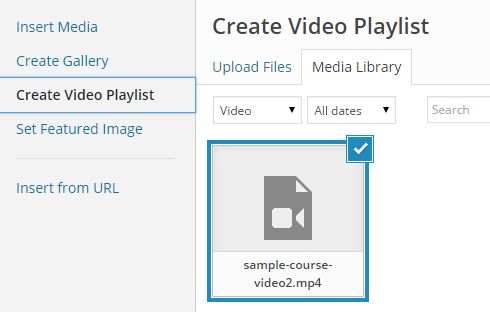 Create video playlist menu item