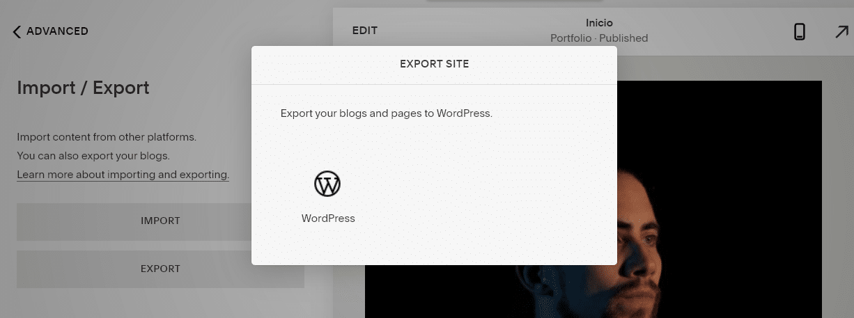 Export to WordPress icon