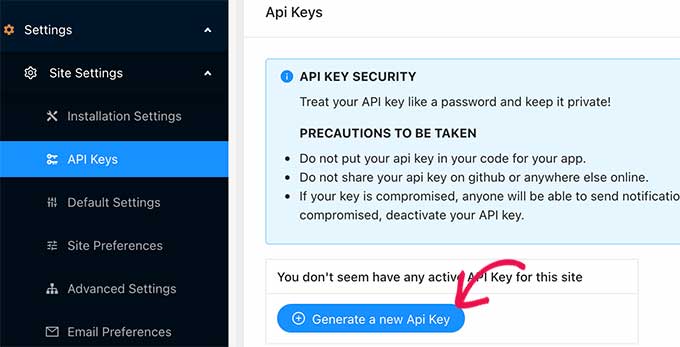 Generate API keys