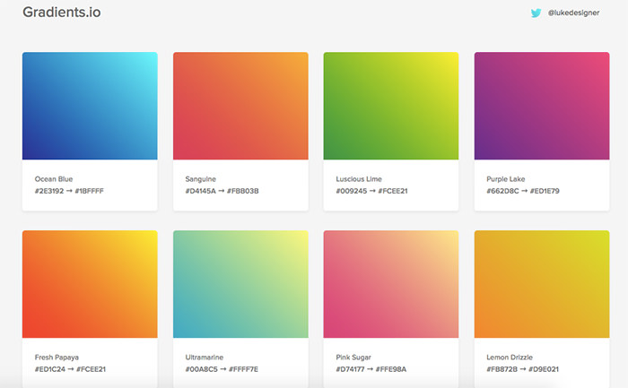 Sample gradients from Gradients.io