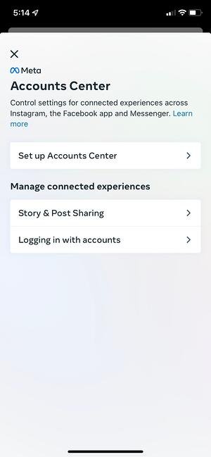 how to connect facebook to instagram: click set up accounts center