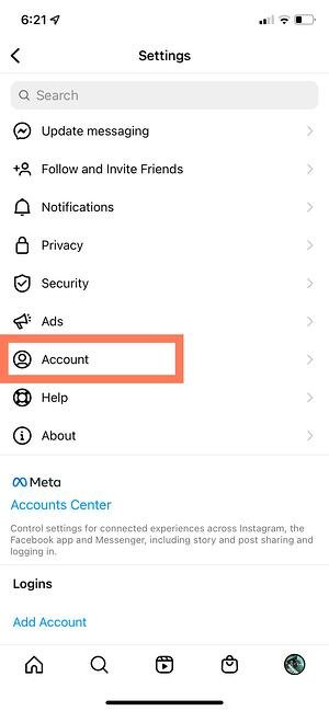 how to use instagram insights: access account settings