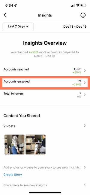 how to use instagram insights: accounts engaged