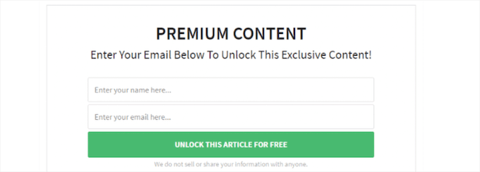 Premium locked content example