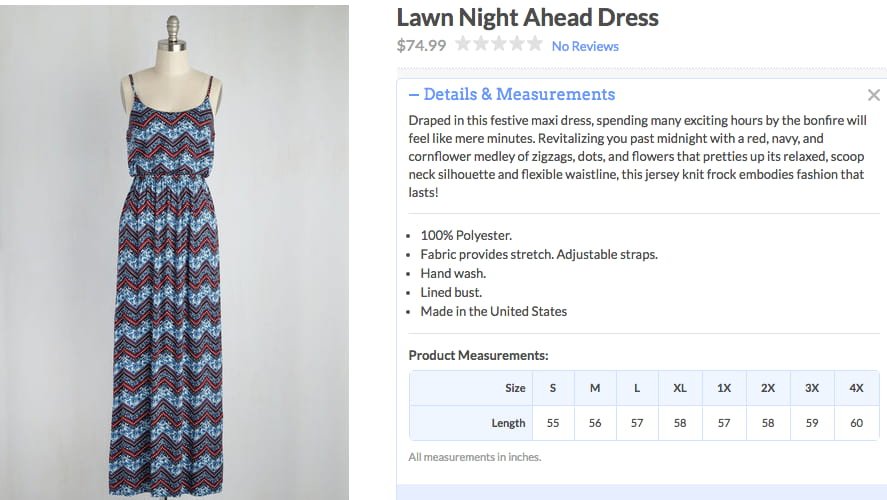 ModCloth creative product description copy